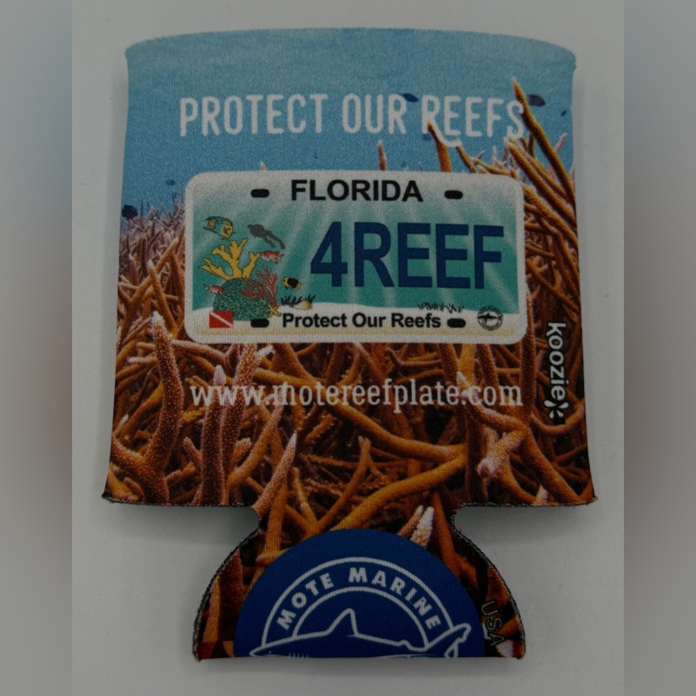 Florida 4REEF License Plate “Protect Our Reefs” Neoprene Can Drink Koozie HTF
